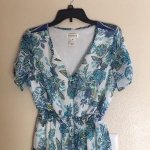 8P Floral Blue Polyester Robe